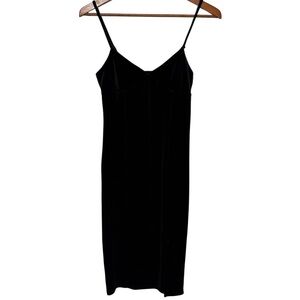 Forever 21 Y2K Babydoll Velvet Midi Slip Dress Women’s Medium Black Whimsigoth